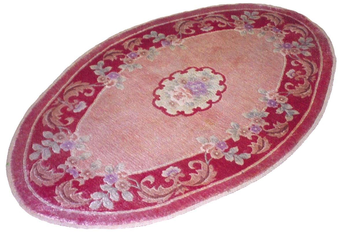 Oval silk rug after cleaning